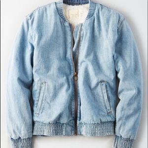 American Eagle Sherpa denim bomber jacket